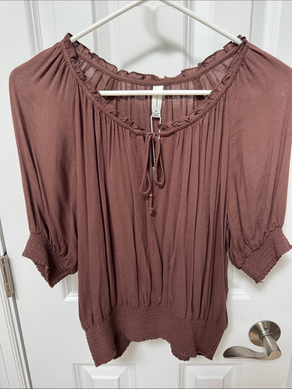 Gentle Fawn Mauve Brown Boho Peasant Blouse